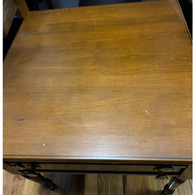 Wood Hitchcock Stenciled End Tables Pair (2) For Sale - Image 7 of 8