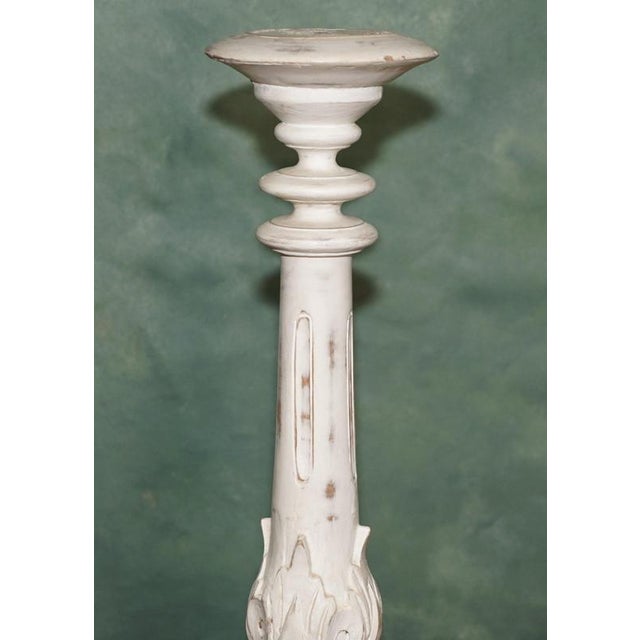 Vintage Painted Carved Oak Decorative Candlesticks, 1940s, Set of 2 For Sale - Image 10 of 17