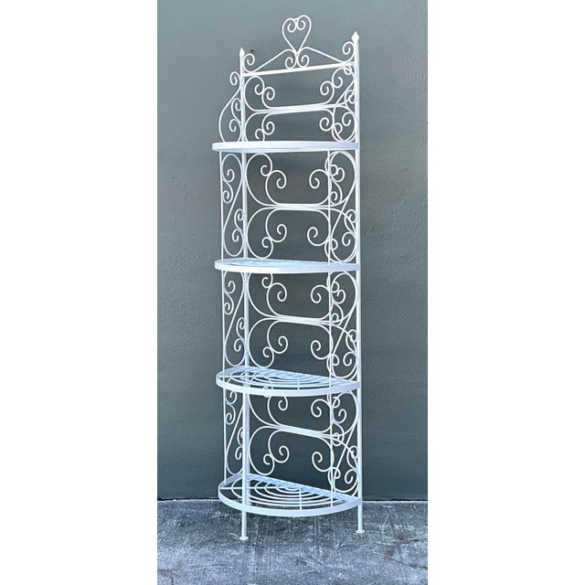 Vintage Wrought Iron Scroll Etagere For Sale - Image 4 of 12
