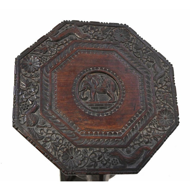 Anglo Indian Carved Camel Side Table in Hardwood, 1920 For Sale - Image 10 of 12