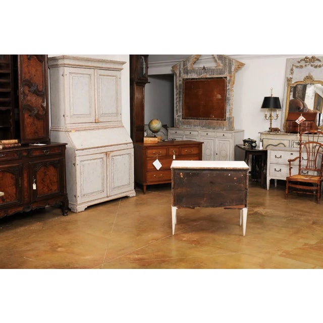 Swedish Gustavian Style 1890s Chest with Two Drawers and Grey Painted Outlines For Sale - Image 12 of 12