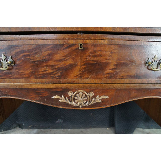 Antique French Country Queen Anne Style Mahogany Burl Buffet Sideboard Server For Sale - Image 17 of 18