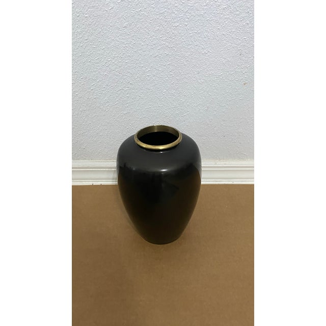 Metal 1960s Signed Takaoka Japanese Bronze Vase in Mixed Metal For Sale - Image 7 of 8
