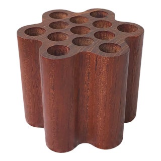 Vintage 1960s Danish Mid Century Modern Bonniers Sweden Solid Teak Pen or Pencil Holder For Sale