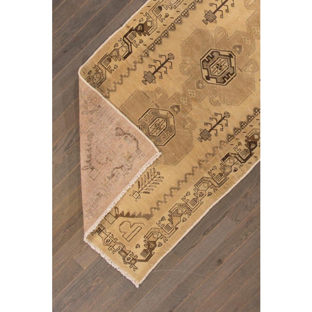 Tribal 3 X 9 Beige Handmade Hamadan Wool Runner With Tribal Design For Sale - Image 3 of 5