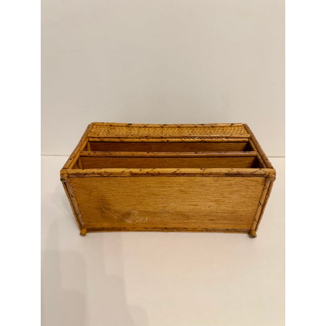 Brown Vintage Bamboo and Rattan Letter Holder Desk Organizer For Sale - Image 8 of 8