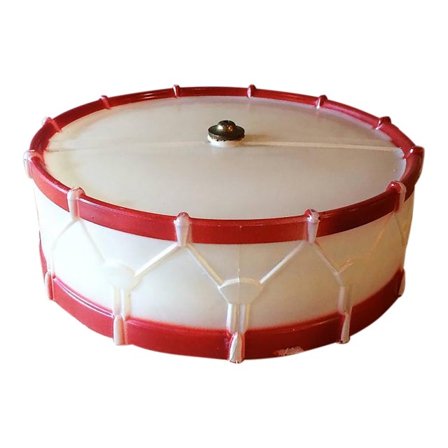1930s Whimsical Art Deco Painted Glass Drum Flush Mount Ceiling Shade For Sale