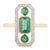 Emerald Axis Ring in 18k Yellow Gold Three Stone Ring Size 5.5 For Sale
