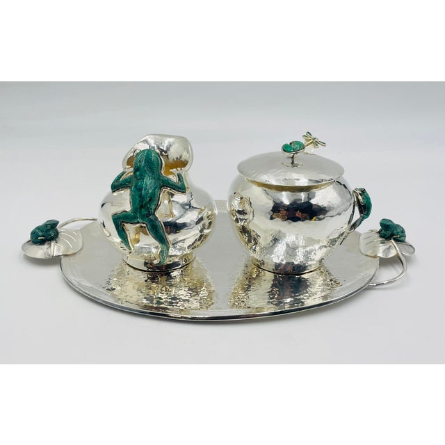 An exceptional and whimsical tea or coffee service set by celebrated Mexican designer Emilia Castillo, handcrafted in...