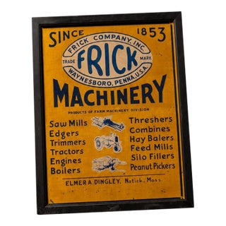 Antique Frick Machinery Framed Trade Sign For Sale