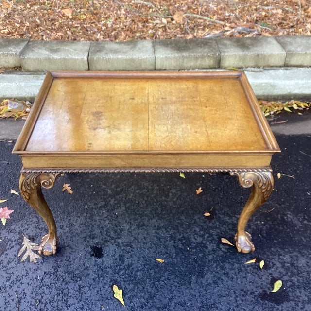 Vintage Carved Wood Coffee Table With Gallery Edge For Sale - Image 4 of 6