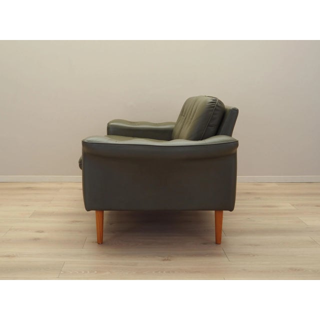 1970s Vintage Danish Green Leather Sofa, 1970s For Sale - Image 5 of 18