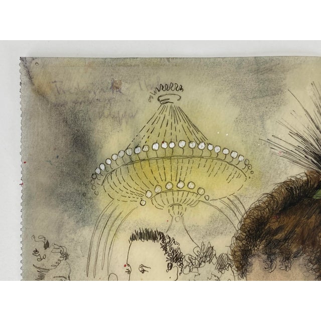 Erhard Klepper, Portrait of a Lady in a Red Dress, Mixed Media on Transparent Paper, 1953 For Sale - Image 6 of 9