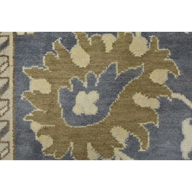 Oushak Rug 9′ X 12’2” Blue Wool Traditional Hand-Knotted Oriental Carpet For Sale - Image 9 of 12