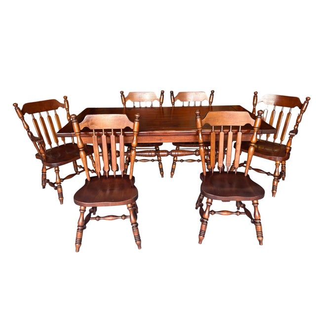 1970s Trestle Table / X Brace Legs With 6 Matching Original Chairs. A True Classic. For Sale In Houston - Image 6 of 12