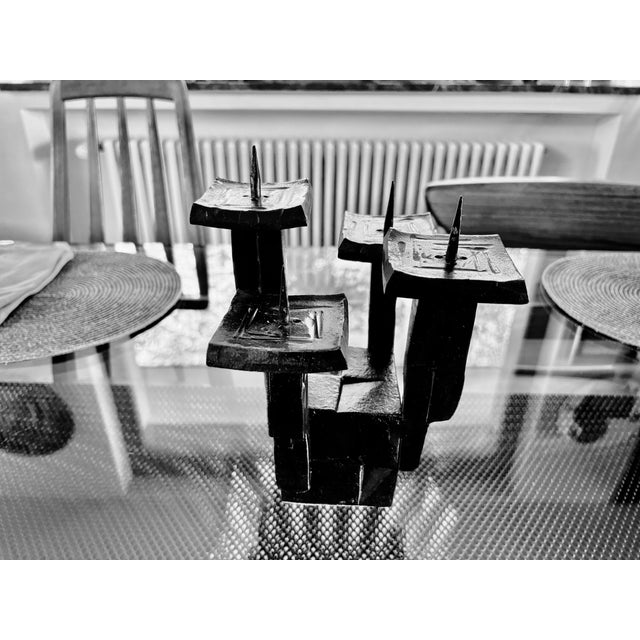 1970s Brutalist Wrought Iron Candlestick from the E. Weiland Workshops, Switzerland, 1970 For Sale - Image 5 of 10