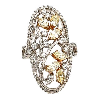 2.16 Ct Natural Yellow & Diamond Ring Size 6.5 For Sale