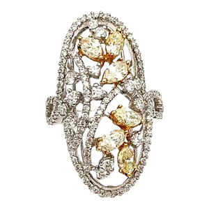 2.16 Ct Natural Yellow & Diamond Ring Size 6.5