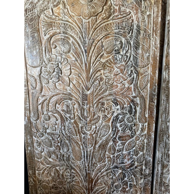 Hand-Carved Tree of Life Wood Wall Panel – Whitewashed Rustic Floral Wall Art, Vintage 80 For Sale In Orlando - Image 6 of 8