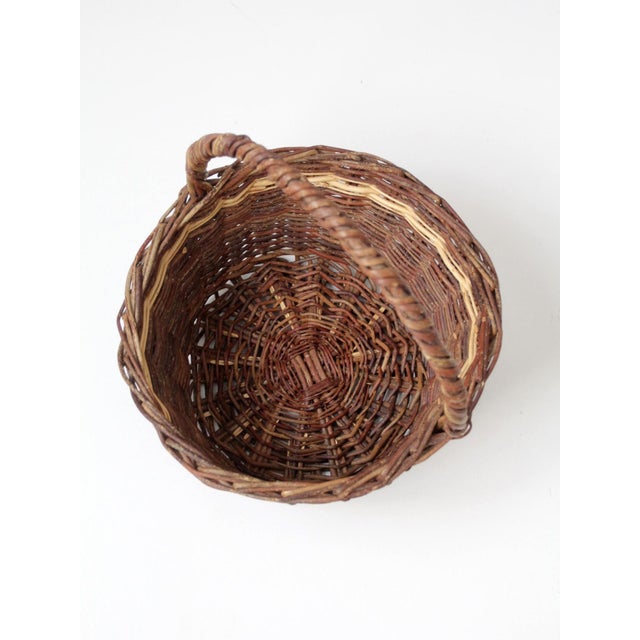 Vintage Wicker Gathering Basket For Sale - Image 13 of 13