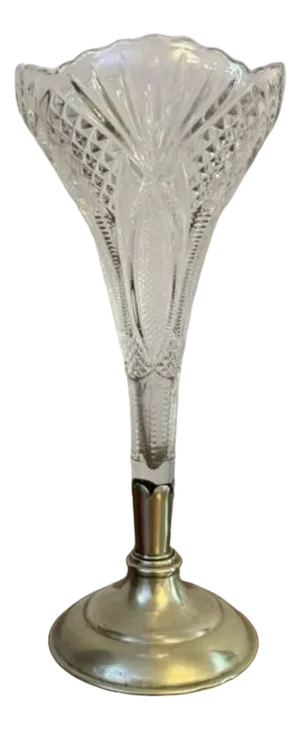 Antique Edwardian Cut Glass and Silver Plated Spill Vase, 1900