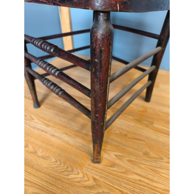 Pressed Back Chair with Leather Seat and Turned Parts For Sale - Image 9 of 18