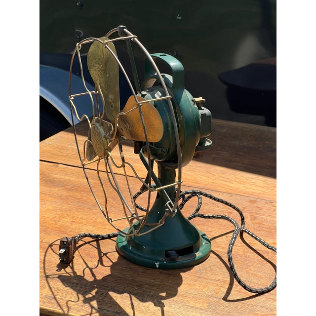 Traditional Brass Blade Oscillating Fan by Ge C. 1930 For Sale - Image 3 of 6