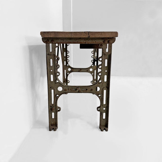 Vintage Italian Industrial Wooden and Cast Iron Console, 1800s For Sale - Image 4 of 18