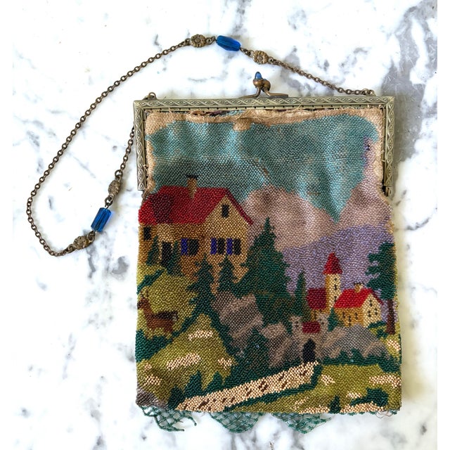 antique micro-beaded purse, dating back to the late 19th century. These purses were popular during the Victorian and Art...