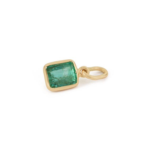 VR Jewels Octagon Cut Emerald Bezel Set Fine Charm Pendant 14k Gold Jewelry For Sale - Image 4 of 18