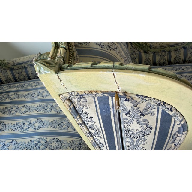 1970s Pair of French Louis XVI Style Carved Wood Armchairs For Sale - Image 17 of 18