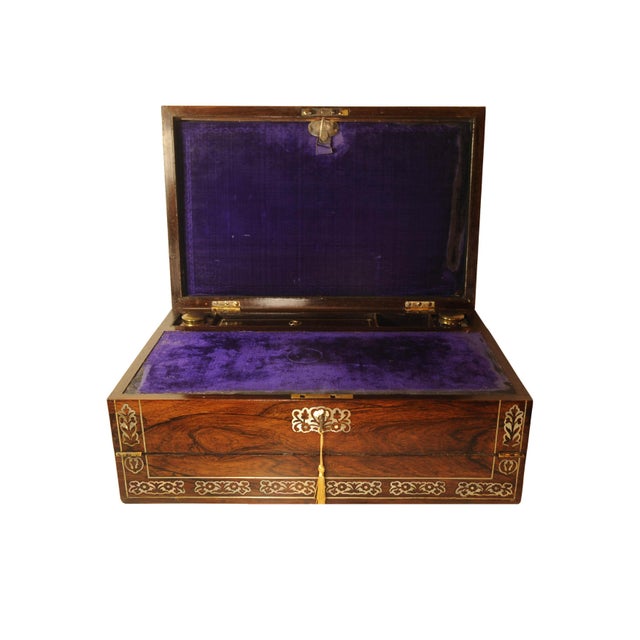 Regency Hand-Crafted Rosewood Writing Slope with Secret Compartments, Set of 6 For Sale - Image 9 of 16