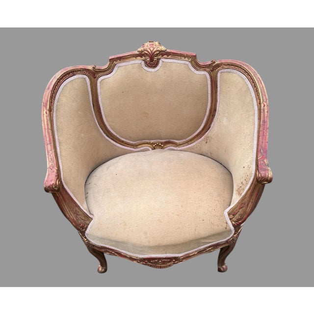Set of 3 Matching Vintage French or Italian Style Petite Bergere Chairs For Sale - Image 4 of 12