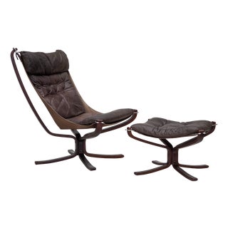 Set of Norwegian Falcon Lounge Chair and Ottoman by Sigurd Ressel, 1970s For Sale