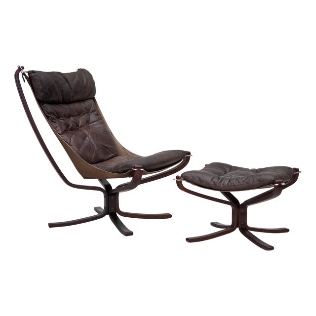 Set of Norwegian Falcon Lounge Chair and Ottoman by Sigurd Ressel, 1970s For Sale