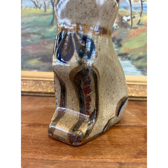 Ceramic Signed Vintage Mid Century Modern Style Mexican Folk Art Pottery Cat Hand Painted Ceramic Figurine For Sale - Image 7 of 8