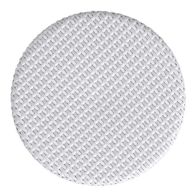 Tobias 24.5 in. Seat Height Outdoor Rattan and Metal Backless Counter Stool, White For Sale In Chicago - Image 6 of 7