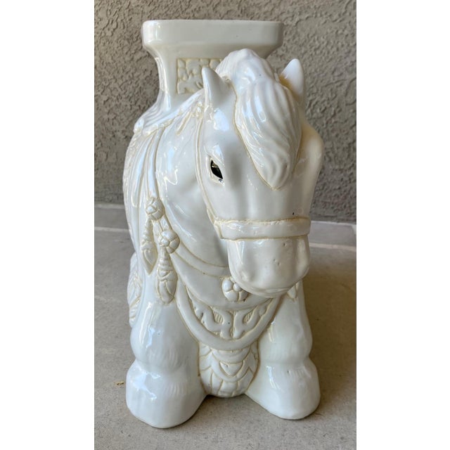 Circa 1980 Fabulous Linen-Hued Earthenware Pony Garden Stool / Plant Stand For Sale - Image 9 of 18