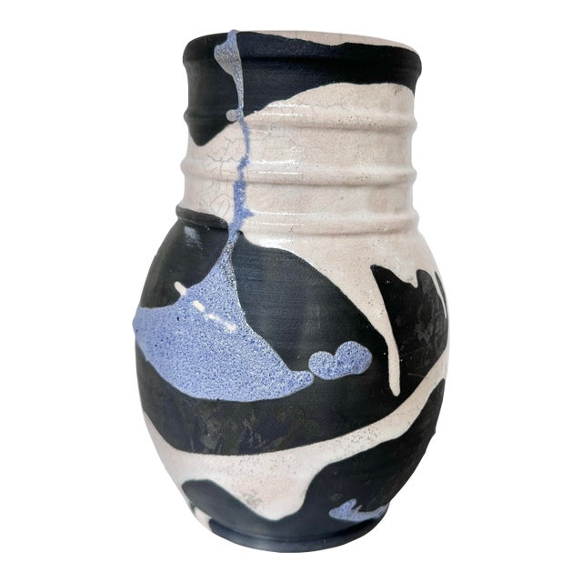 Midnight Tide Large Ceramic Vase - Abstract Pottery For Sale