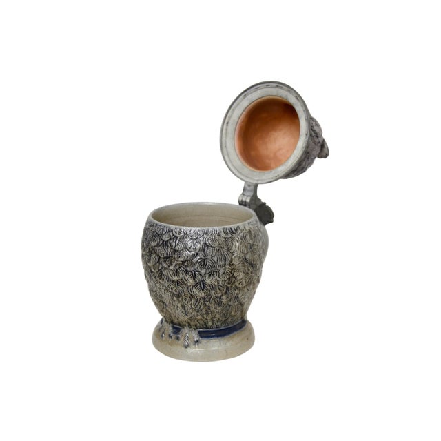 Metal Antique Owl Stein, Circa 1880 For Sale - Image 7 of 9