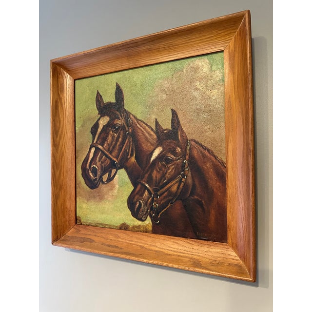 1950s Vintage 1959 Equestrian Horse Portrait Oil Painting - Signed & Framed For Sale - Image 5 of 16