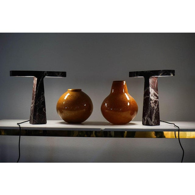 Marble Table Lamps in Rosso Levanto Marble by Silvio Piattelli, Set of 2 For Sale - Image 18 of 18
