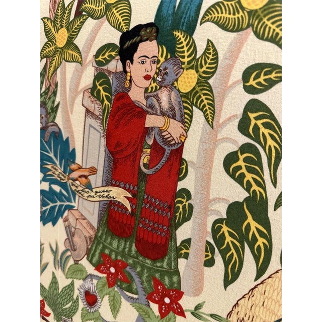 Late 20th Century Vintage Hacienda Chair With New Frida’s Garden Fabric Upholstery in Springtime Colors For Sale - Image 5 of 7