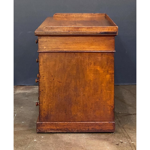 Cinnamon Large English Pedestal Desk With Kneehole Cabinet of Mahogany For Sale - Image 8 of 11