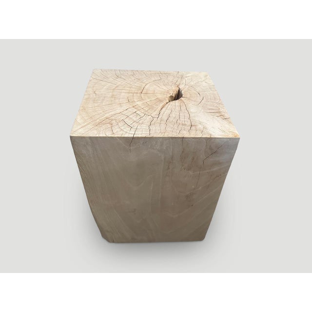 2010s Andrianna Shamaris St. Barts Bleached Teak Wood Side Table For Sale - Image 5 of 5