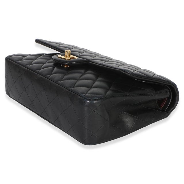Animal Skin Black Quilted Lambskin Medium Classic Double Flap Bag For Sale - Image 7 of 9