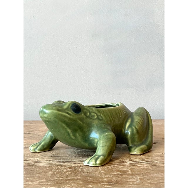 Vintage Boho Glazed Ceramic Frog Planter For Sale In West Palm - Image 6 of 12