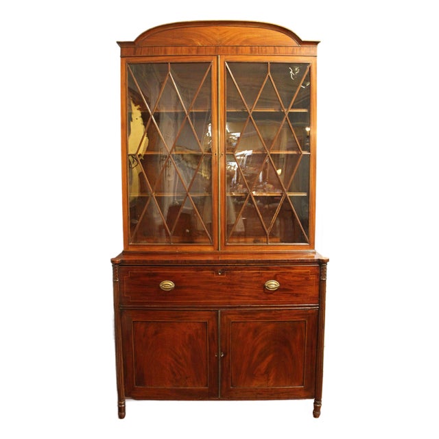 Circa 1815 English Regency Secretaire Bookcase Cabinet For Sale