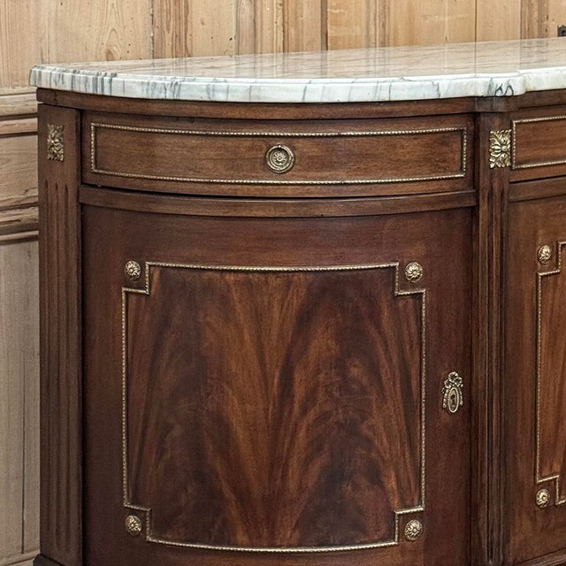 Grand Louis XVI Style Flame Mahogany Buffet With Marble Top For Sale In Dallas - Image 6 of 18