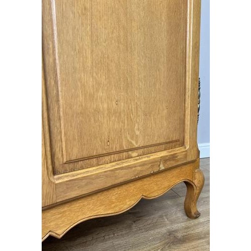 Vintage French Louis XVI Style Two Door Wardrobe in Carved Oak For Sale - Image 9 of 11
